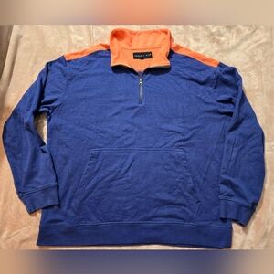 Edgar + Ash 1/4 Zip Mens Medium Long Sleeve Pullover Blue & Orange Pocket XXL